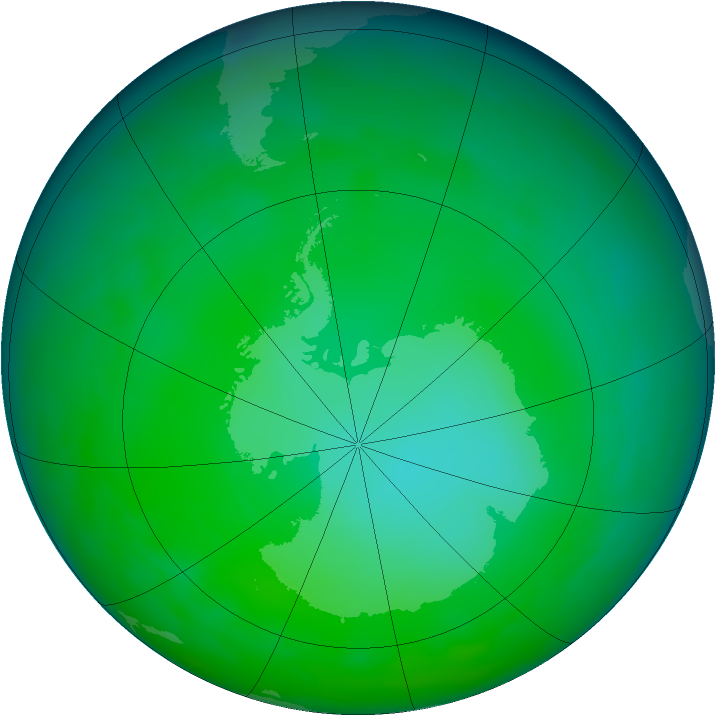 Antarctic ozone map for June 2011